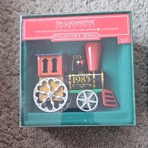 Hallmark Tin Locomotive Ornament with Red and Black Accents